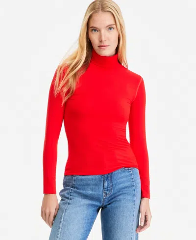 On 34th Women's Modal Long Sleeve Turtleneck, Created For Macy's In Red