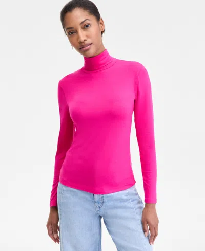 On 34th Women's Modal Long Sleeve Turtleneck, Created For Macy's In Pink