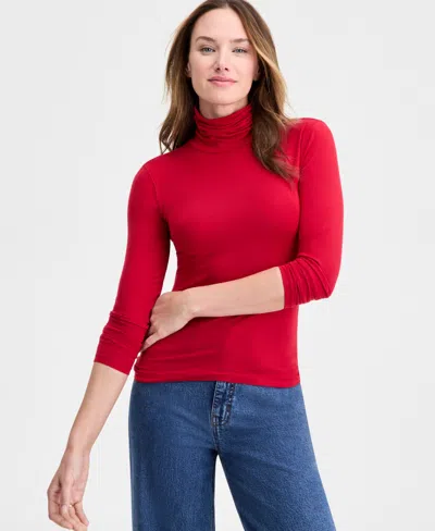 On 34th Women's Modal Long Sleeve Turtleneck, Created For Macy's In Red