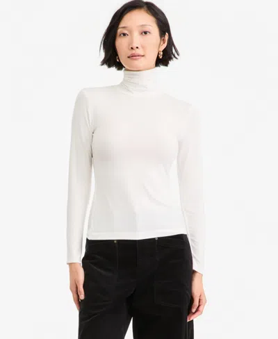 On 34th Women's Modal Long Sleeve Turtleneck, Created For Macy's In Winter Ivory