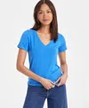 On 34th Women's Modal V-neck T-shirt, Created For Macy's In Blue