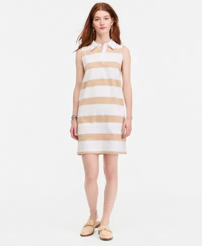 On 34th Women's Molly Stripe Sleeveless Polo Dress, Macy's Exclusive In Neutral