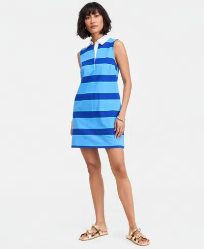 On 34th Women's Molly Stripe Sleeveless Polo Dress, Macy's Exclusive In Blue