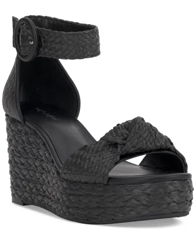 On 34th Women's Nihari Knot Wedge Sandals, Created For Macy's In Black Raffia