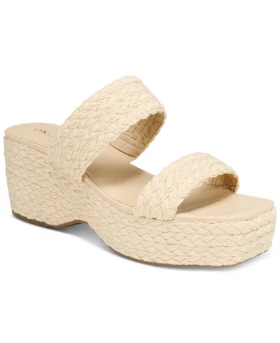 On 34th Women's Norina Woven Two Band Wedge Sandals, Created For Macy's In Natural Raffia