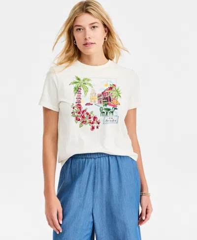On 34th Women's Off The Grid Graphic T-shirt, Macy's Exclusive In White