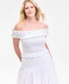 On 34th Women's Off-the-shoulder Smocked Top, Exclusively At Macy's In White