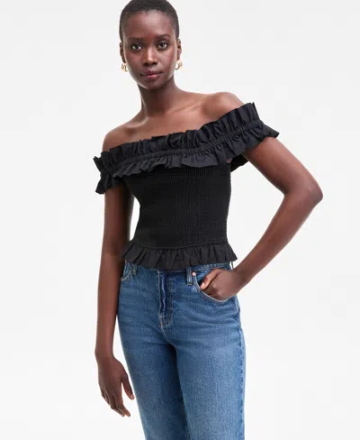 On 34th Women's Off-the-shoulder Smocked Top, Exclusively At Macy's In Black