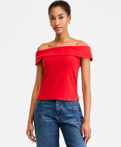 On 34th Women's Off-the-shoulder Jersey Knit Top, Macy's Exclusive In Red