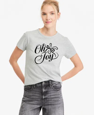 On 34th Women's Oh Joy Graphic Tee, Macy's Exclusive In Light Grey Heather