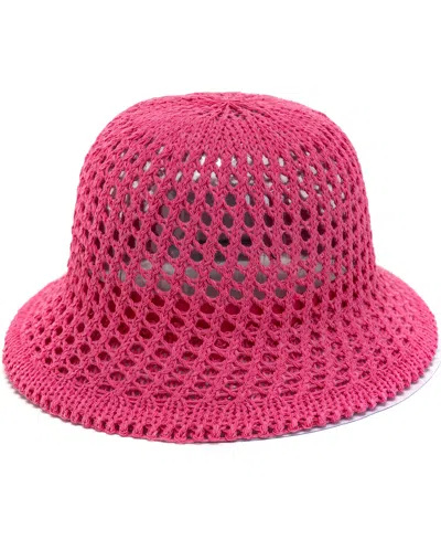 On 34th Women's Open-knit Crochet Cloche Hat, Created For Macy's In Fuchsia