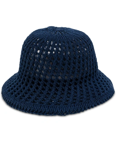 On 34th Women's Open-knit Crochet Cloche Hat, Created For Macy's In Navy