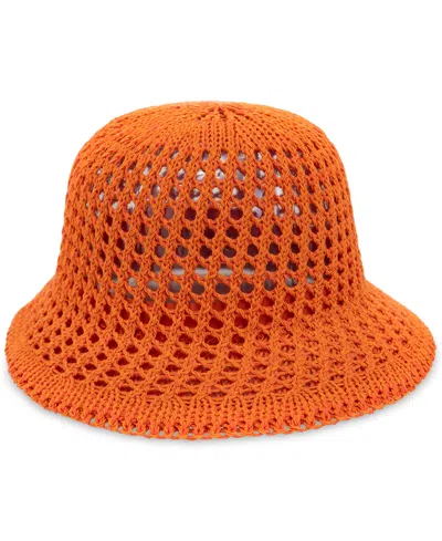 On 34th Women's Open-knit Crochet Cloche Hat, Created For Macy's In Orange