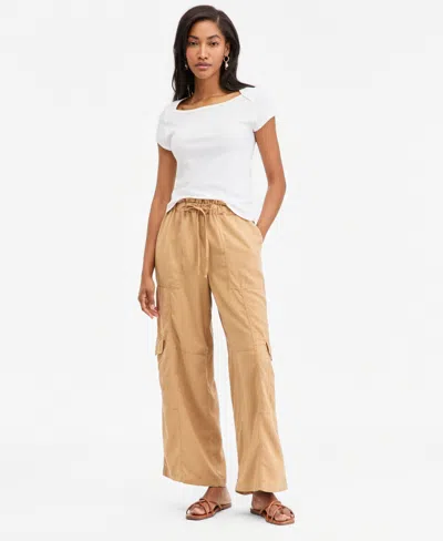 On 34th Women's Paperbag Cargo Pants, Macy's Exclusive In Warm Toffee