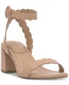 On 34th Women's Pathina Scalloped Block Heel Sandals, Exclusively At Macy's In Dark Almond Smooth