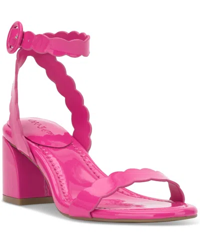 On 34th Women's Pathina Scalloped Block Heel Sandals, Exclusively At Macy's In Fuchsia