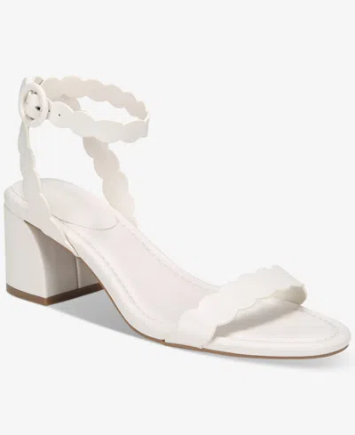 On 34th Women's Pathina Scalloped Block Heel Sandals, Exclusively At Macy's In White Smooth