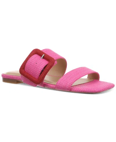 On 34th Women's Paulina Buckled Two-band Flat Sandals, Created For Macy's In Pink,red Woven