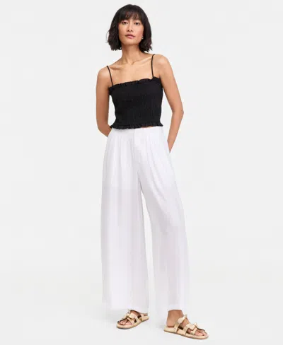 On 34th Women's Pintucked Gauze Wide-leg Pants, Regular & Short, Macy's Exclusive In White