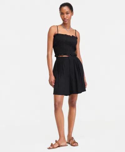 On 34th Women's Pleated Gauze Shorts, Macy's Exclusive In Black