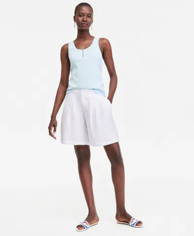 On 34th Women's Pleated Gauze Shorts, Macy's Exclusive In White