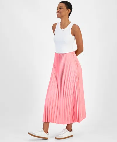 On 34th Women's Pleated Maxi Skirt, Created For Macy's In Strawberry Ice