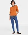 On 34th Women's Pointelle Crewneck Pullover Sweater, Created For Macy's In Pecan Roast
