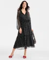 On 34th Women's Polka Dot Blouson-sleeve Maxi Dress, Macy's Exclusive In Black