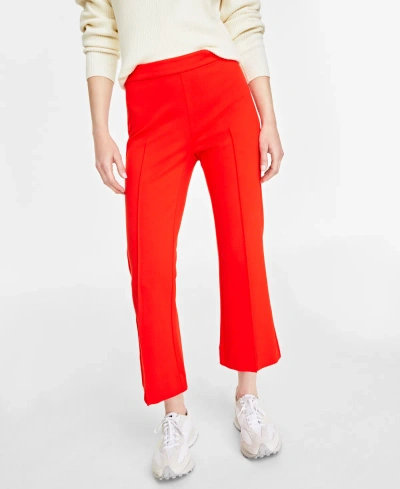 On 34th Women's Ponte Kick-flare Ankle Pants, Regular And Short Lengths, Created For Macy's In Fiery Red