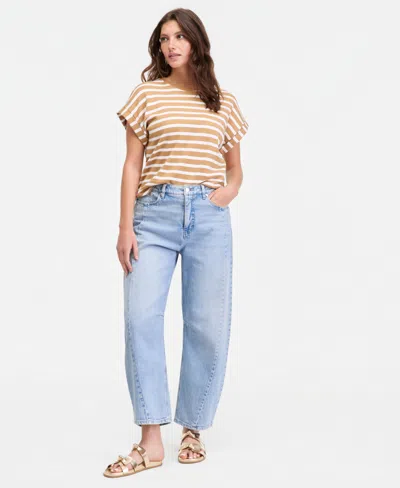 On 34th Women's Primavera Stripe Roll-cuff Top, Macy's Exclusive In Brown
