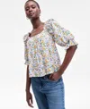 On 34th Women's Printed Balloon-sleeve Blouse, Exclusively At Macy's In Neutral