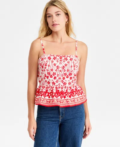 On 34th Women's Printed Cotton Tie-back Peplum Top, Macy's Exclusive In Animal Print