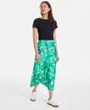 On 34th Women's Printed Midi Slip Skirt, Exclusively At Macy's In Bright Green
