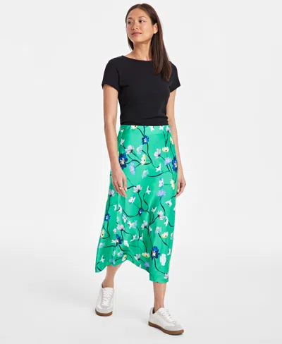 On 34th Women's Printed Midi Slip Skirt, Exclusively At Macy's In Bright Green