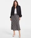 On 34th Women's Printed Midi Slip Skirt, Exclusively At Macy's In Deep Black