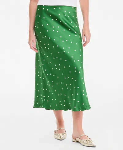 On 34th Women's Printed Midi Slip Skirt, Macy's Exclusive In Myrtle Green Combo