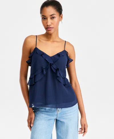 On 34th Women's Printed Ruffle Camisole Top, Macy's Exclusive In Blue