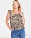 On 34th Women's Printed Ruffle-strap Swingy Tank, Created For Macy's In Sunset Nude Combo