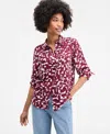 On 34th Women's Printed Silky Button-front Shirt, Exclusively At Macy's