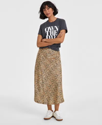 On 34th Women's Printed Slip Skirt, Created For Macy's In Sunset Nude Cmb