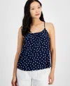 On 34th Women's Printed Swingy Tank, Created For Macy's In Intrepid Blue