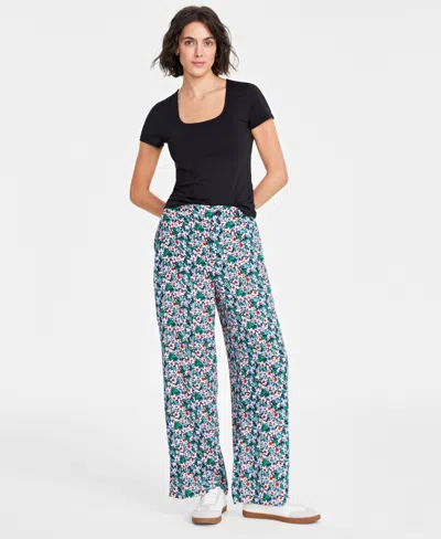 On 34th Women's Printed Wide-leg Pants, Created For Macy's In Garden Cmb