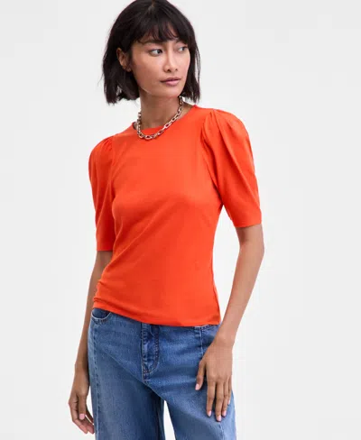 On 34th Women's Puff-shoulder T-shirt, Macy's Exclusive In Orange