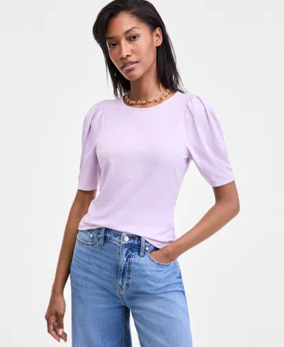 On 34th Women's Puff-shoulder T-shirt, Macy's Exclusive In Purple