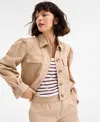 On 34th Women's Puff-shoulder Twill Swing Jacket, Exclusively At Macy's