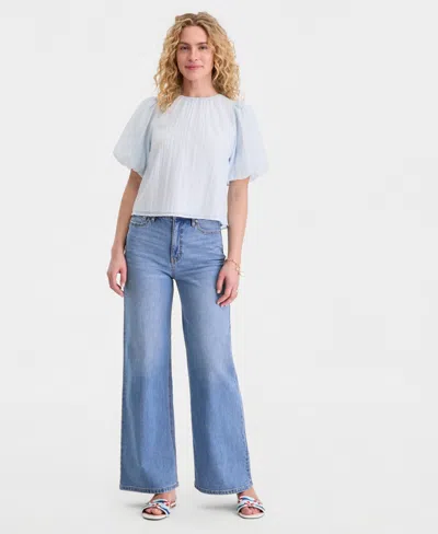 On 34th Women's Puff Sleeve Blouse, Macy's Exclusive In Blue