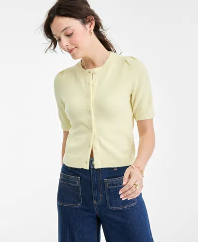 On 34th Women's Puff Sleeve Cardigan, Macy's Exclusive In Yellow