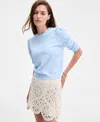 On 34th Women's Puff-sleeve Crewneck Sweater, Exclusively At Macy's In Blue