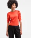 On 34th Women's Puff-sleeve Crewneck Sweater, Exclusively At Macy's In Orange