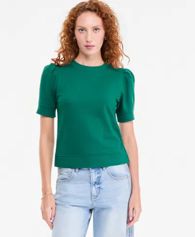On 34th Women's Puff-sleeve French Terry Sweatshirt, Macy's Exclusive In Green